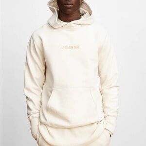 Aime Leon Dore White with Gold embroidery Hoodie for Men